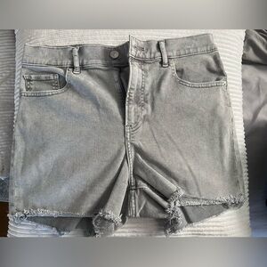 Gray Denim Frayed Hem Shorts